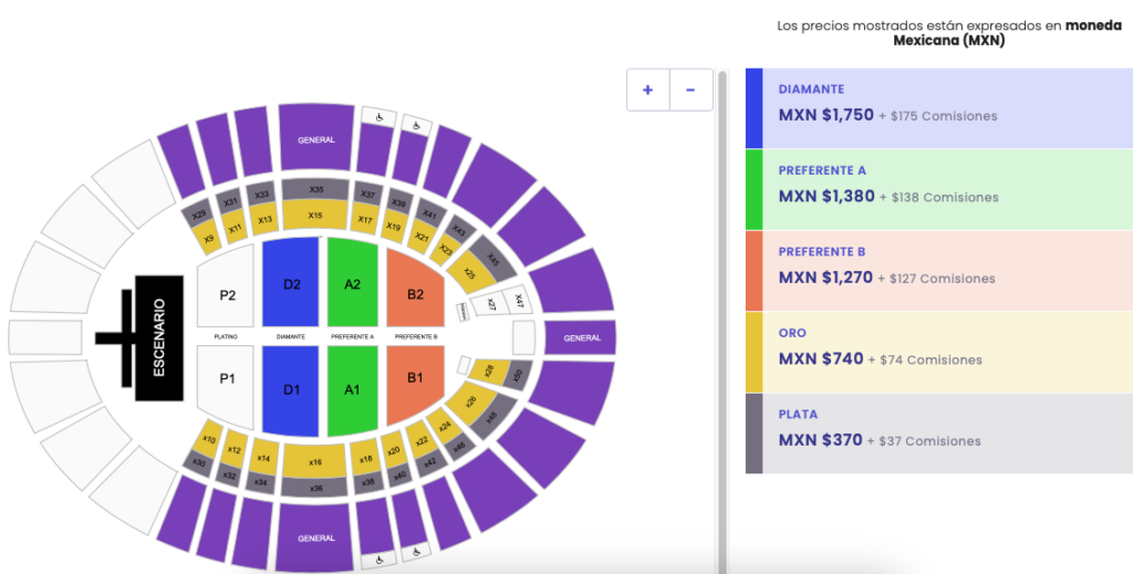 MAPA DE PRECIOS FARRUKO FIESTAS DE OCTUBRE 2026 AUDITORIO JALISCO