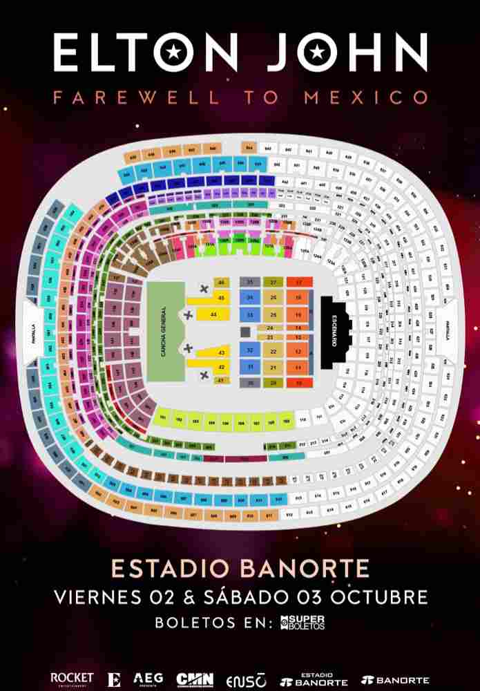 MAPA ELTON JOHN CDMX 2026 ESTADIO BANORTE