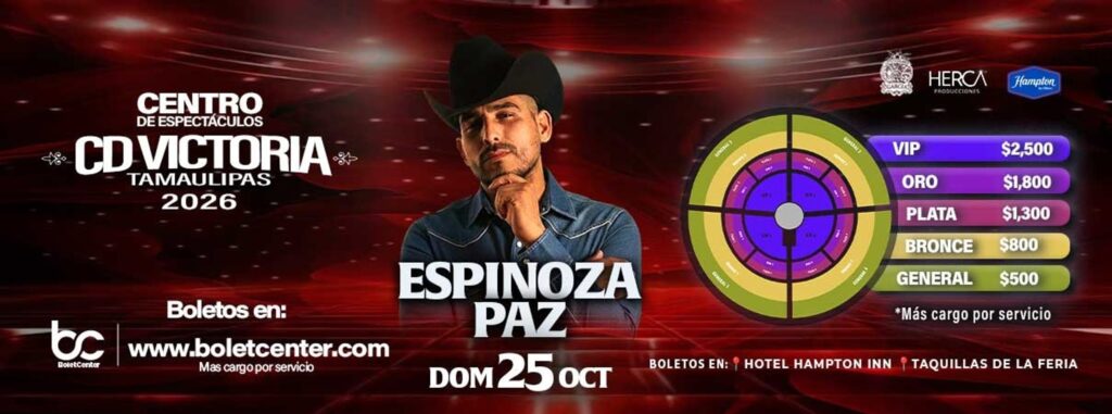 MAPA DE PRECIOS ESPINOZA PAZ CIUDAD VICTORIA 2026 CENTRO DE ESPECTÁCULOS