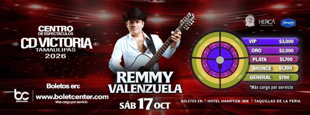 MAPA DE PRECIOS REMMY VALENZUELA CIUDAD VICTORIA 2026 CENTRO DE ESPECTÁCULOS