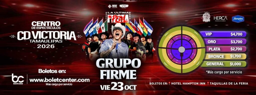 mapa de precios GRUPO FIRME CIUDAD VICTORIA 2026 CENTRO DE ESPECTÁCULOS