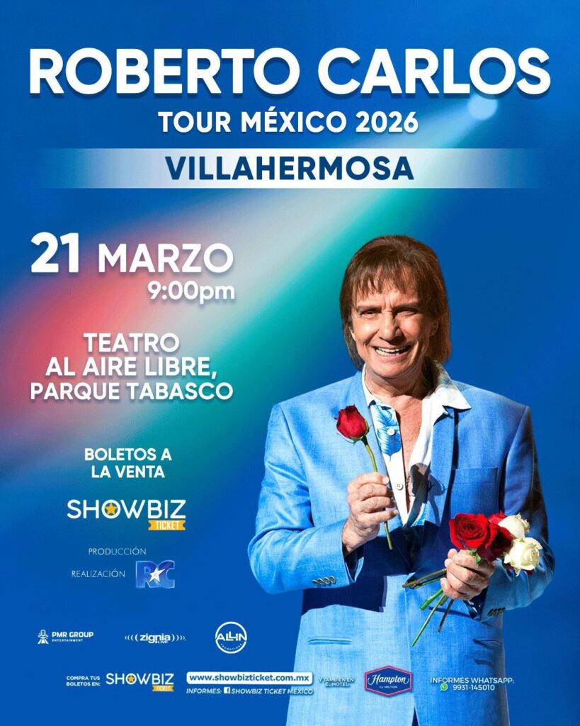 ROBERTO CARLOS VILLAHERMOSA 2026 TEATRO AL AIRE LIBRE PARQUE TABASCO