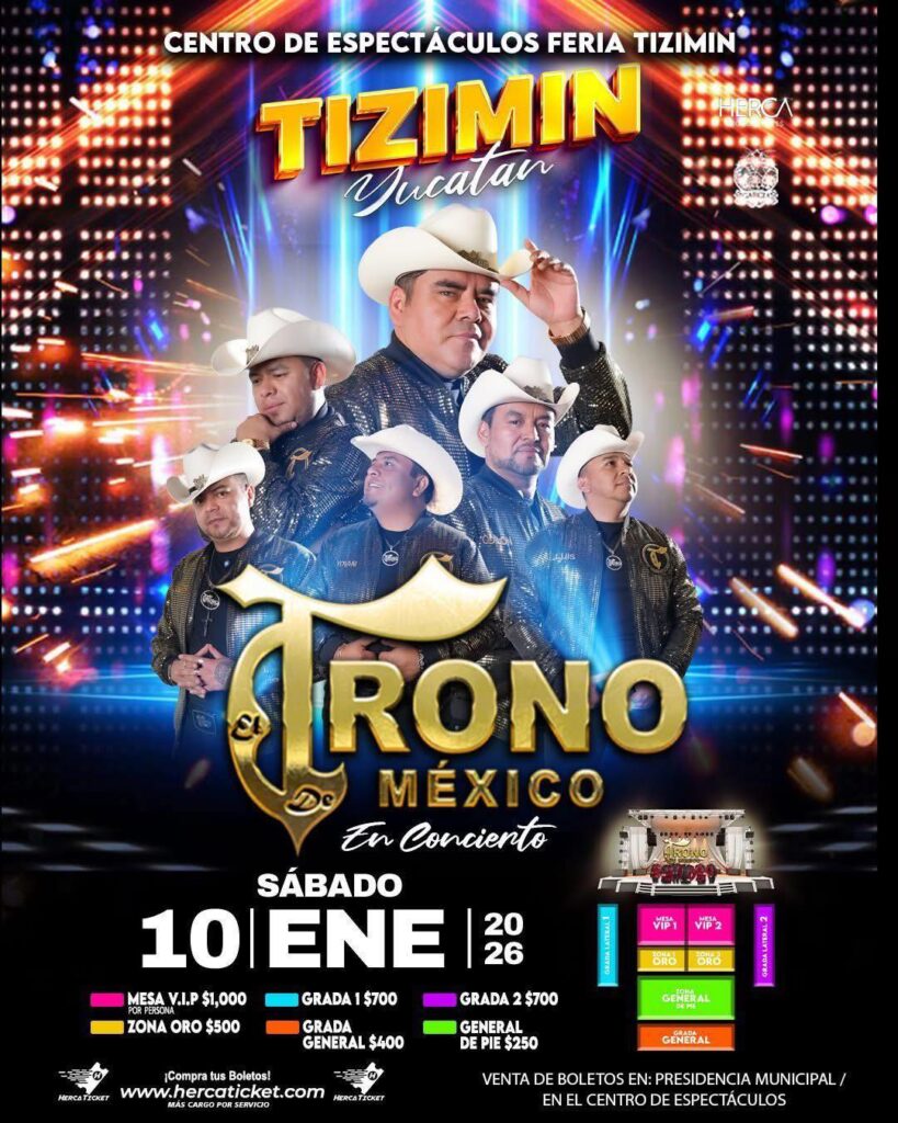 MAPA DE PRECIOS EL TRONO DE MÉXICO EN FERIA DE REYES TIZIMÍN 2026