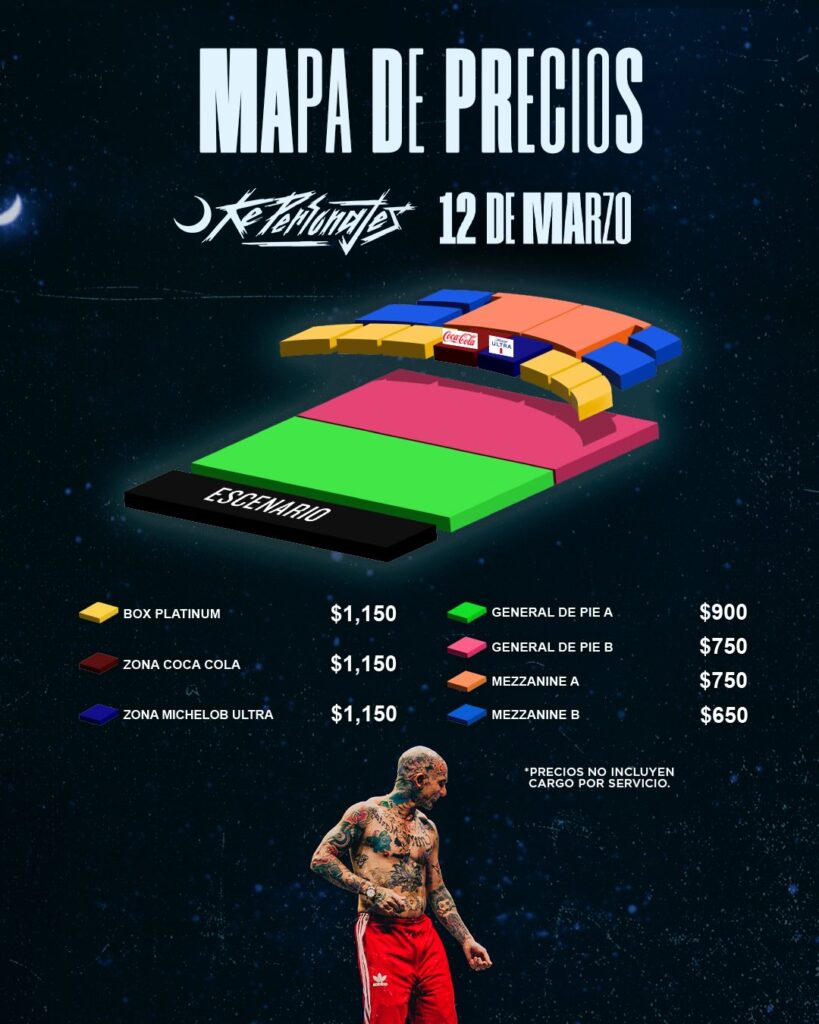 MAPA DE PRECIOS KE PERSONAJES MONTERREY SHOWCENTER COMPLEX 2026