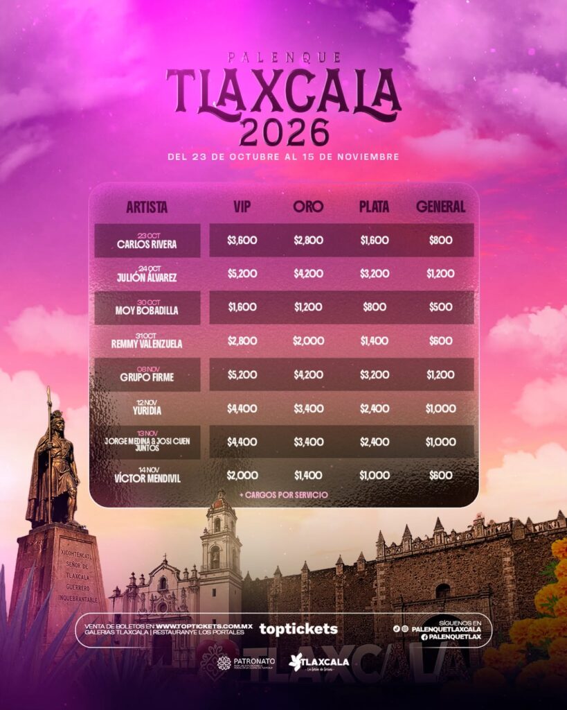PRECIOS PALENQUE TLAXCALA 2026