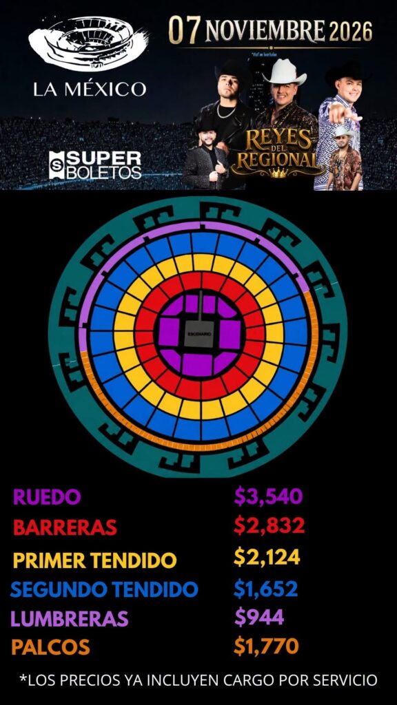 MAPA DE PRECIOS REYES DEL REGIONAL CDMX 2026 PLAZA DE TOROS LA MÉXICO