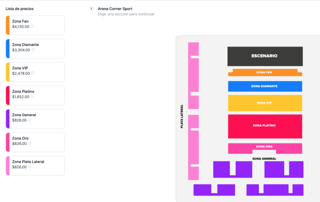 MAPA DE PRECIOS MANUEL MEDRANO CHIHUAHUA 2026 ARENA CORNER SPORT