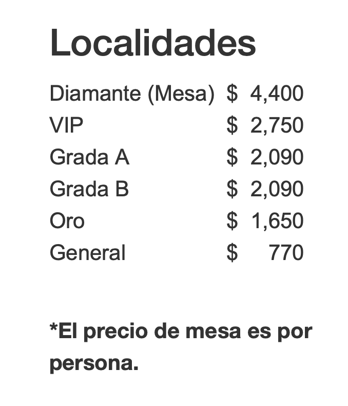PRECIOS CARIN LEÓN FERIA YUCATÁN XMATKUIL 2026