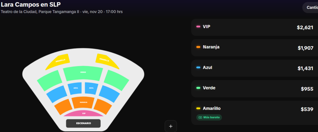 MAPA DE PRECIOS NAVIDAD CON LARA CAMPOS SAN LUIS POTOSÍ 2026 TEATRO TANGAMANGA 2
