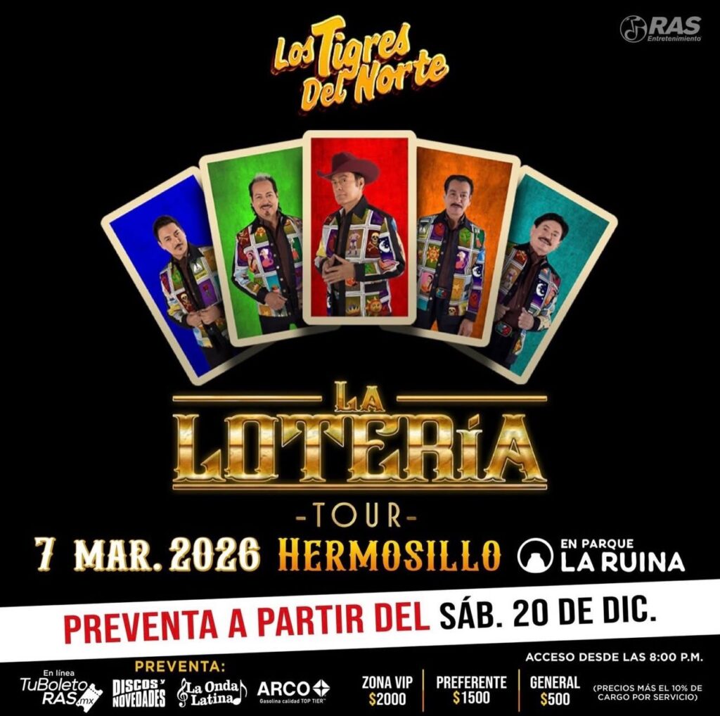 PRECIOS LOS TIGRES DEL NORTE HERMOSILLO 2026 PARQUE LA RUINA