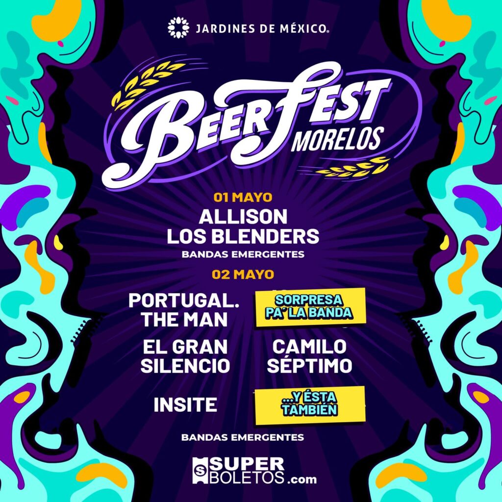 LINEUP BEERFEST MORELOS EN JARDÍNES DE MÉXICO