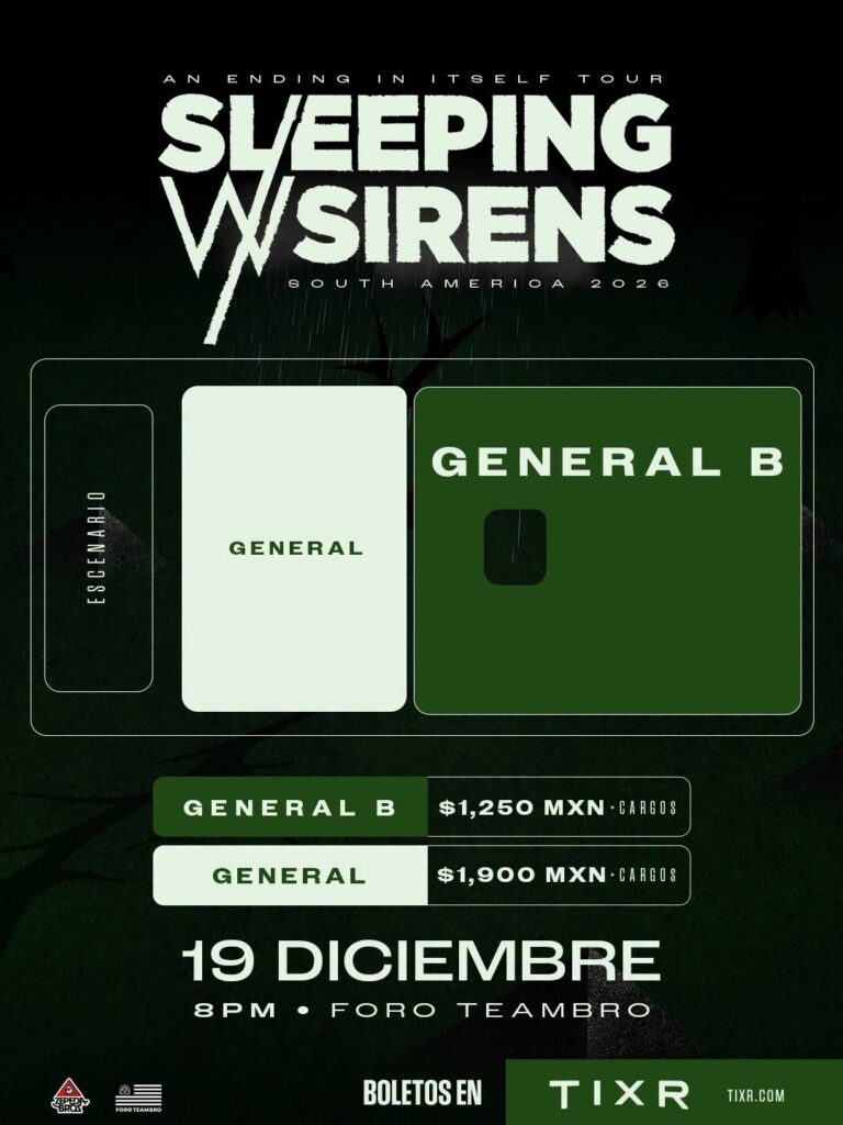 MAPA DE PRECIOS SLEEPING WITH SIRENS CDMX 2026 FORO TEAMBRO