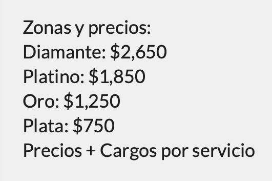 PRECIOS MARÍA JOSÉ ORIZABA 2026 COLISEO LA CONCORDIA