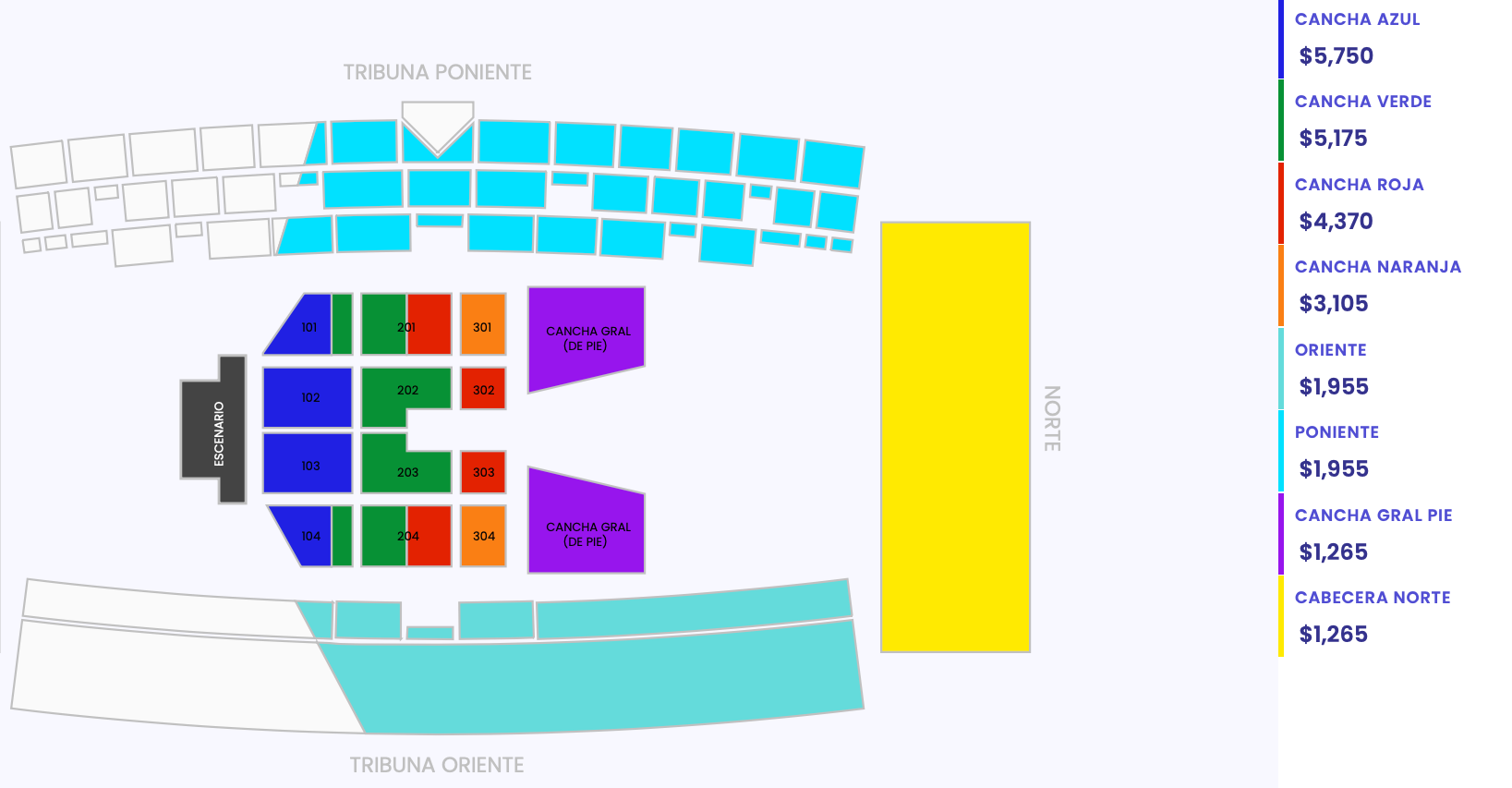 MAPA DE PRECIOS MARCO ANTONIO SOLÍS TAPACHULA 2026 ESTADIO OLÍMPICO