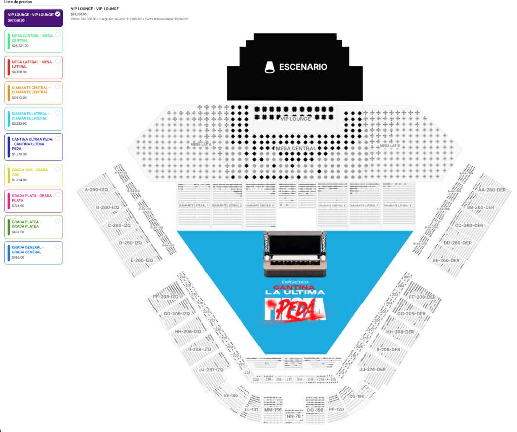MAPA DE PRECIOS GRUPO FIRME VERACRUZ 2026 ESTADIO BETO ÁVILA