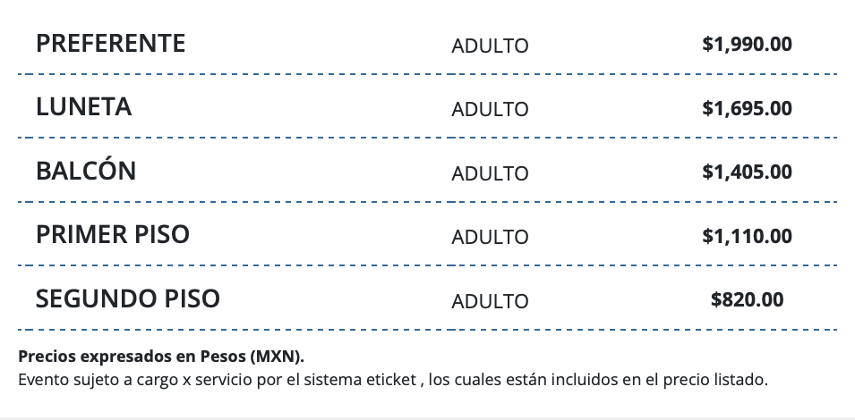 PRECIOS SILVANA ESTRADA CDMX 2026 AUDITORIO NACIONAL