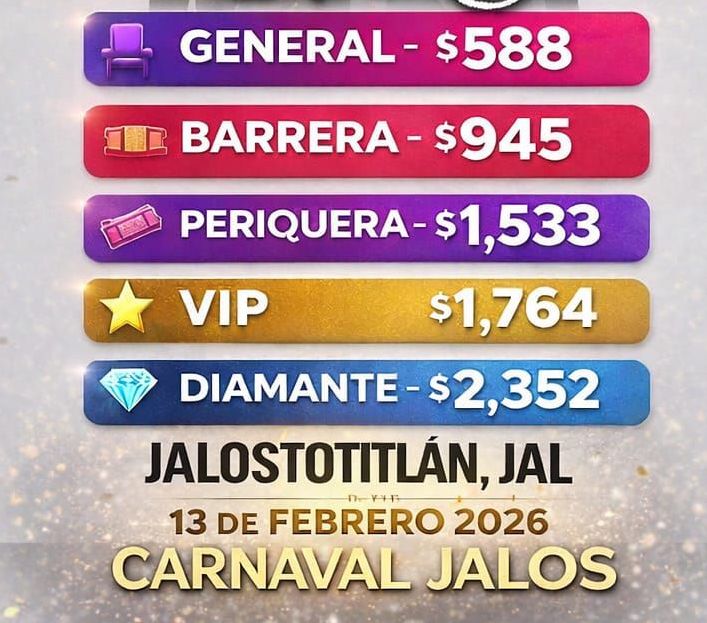 PRECIOS LOS HORÓSCOPOS DE DURANGO CARNAVAL JALOSTOTITLÁN 2026 JALISCO