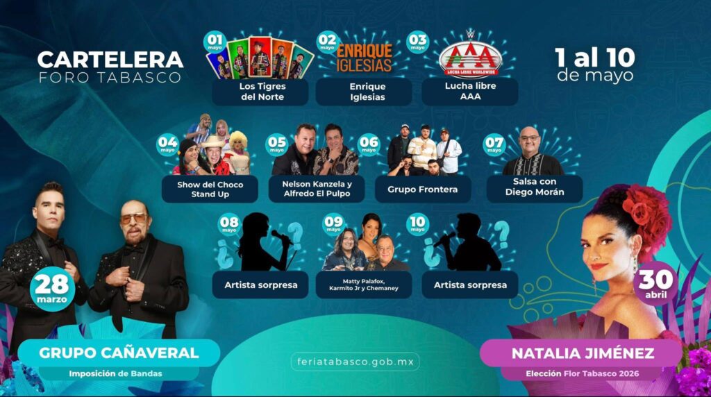 CARTELERA FERIA TABASCO 2026