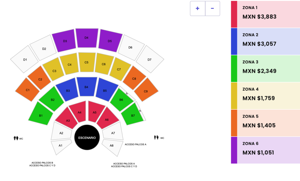 MAPA DE PRECIOS RICARDO MONTANER OAXACA 2026 AUDITORIO GUELAGUETZA
