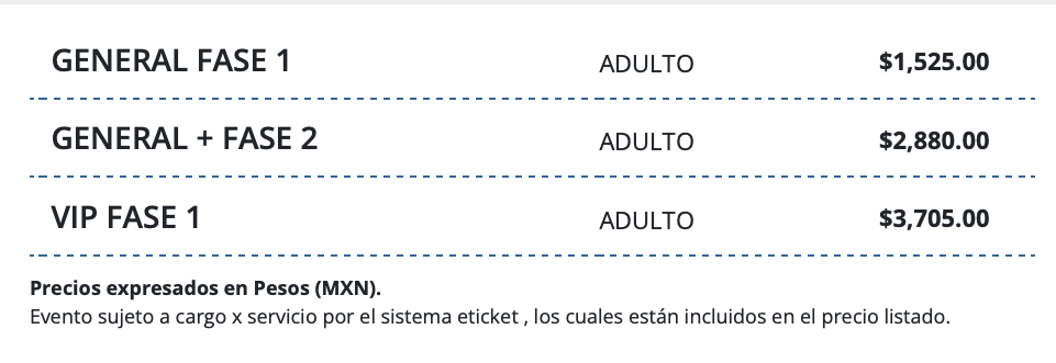 PRECIOS FESTIVAL RESUENA DOS EQUIS 2026
