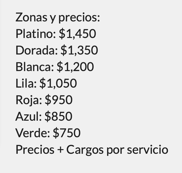PRECIOS FRANCO ESCAMILLA PACHUCA 2026 AUDITORIO AREMA EXPLANADA