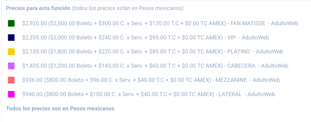 PRECIOS MATISSE CHIHUAHUA 2026 ARENA CORNER SPORT