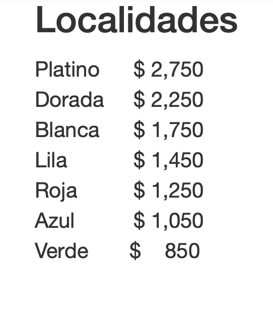 PRECIOS ANGÉLICA MARÍA Y ENRIQUE GUZMAN MÉRIDA 2026 AUDITORIO COCA COLA LA ISLA