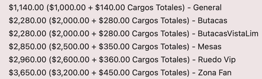 PRECIOS LOS TIGRES DEL NORTE CANCÚN 2026 PLAZA DE TOROS