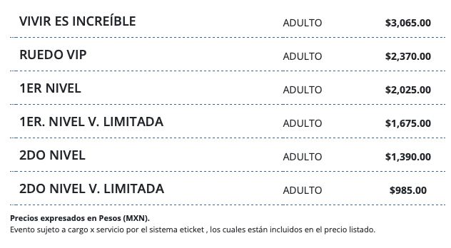 PRECIOS NAPOLEÓN Y MOCEDADES MÉRIDA 2026 FORO GNP SEGUROS