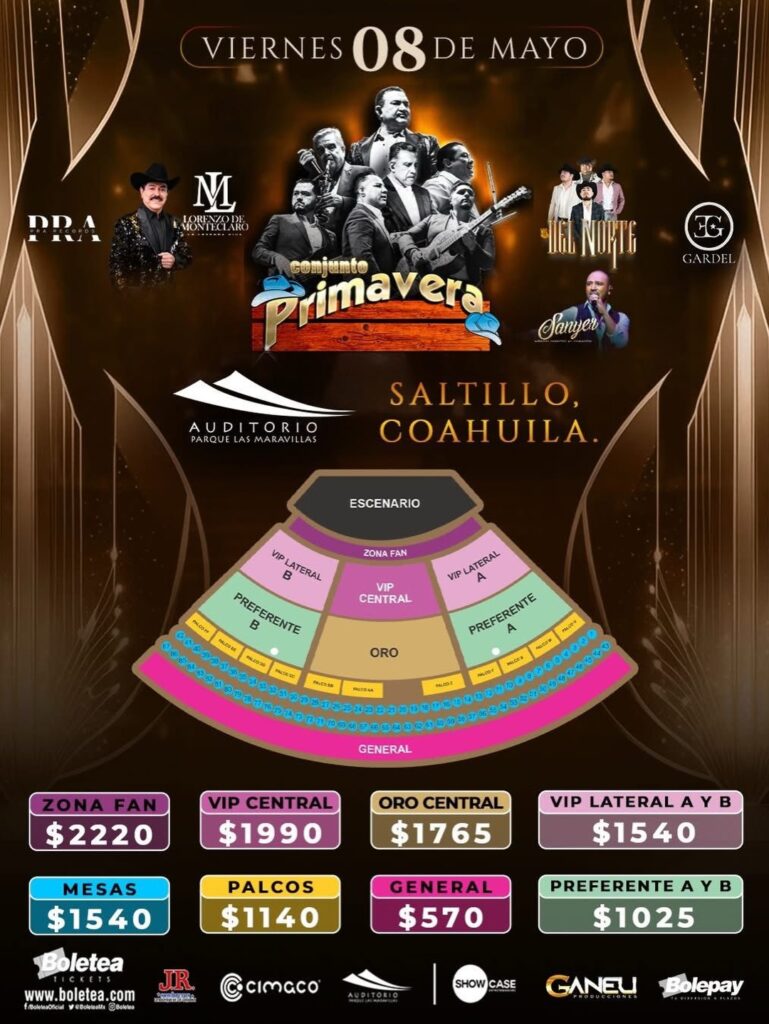 CONJUNTO PRIMAVERA SALTILLO 2026 AUDITORIO PARQUE LAS MARAVILLAS