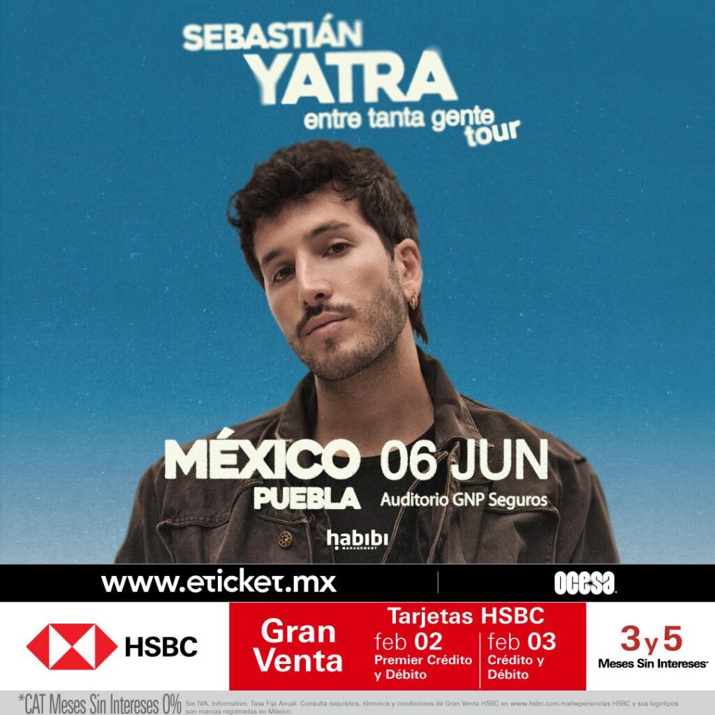 SEBASTIÁN YATRA PUEBLA 2026 AUDITORIO GNP SEGUROS