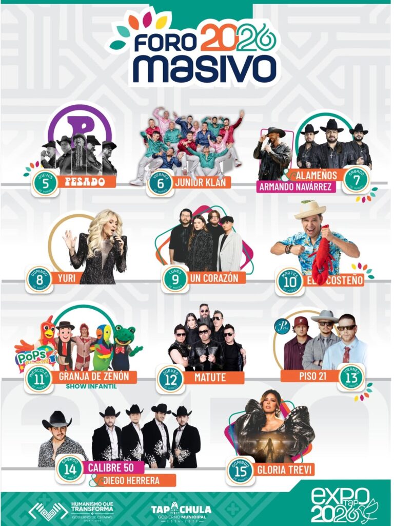 CARTELERA EXPO FERIA TAPACHULA 2026 CHIAPAS