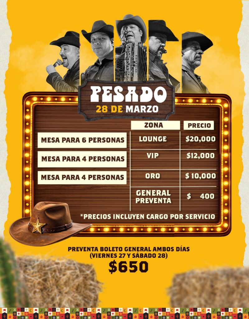 PRECIOS PESADO MONCLOVA 2026 FESTIVAL VAQUERO