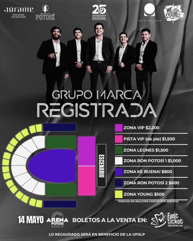 MAPA DE PRECIOS MARCA REGISTRADA SAN LUIS POTOSÍ 2026 ARENA POTOSÍ