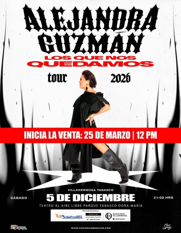 ALEJANDRA GUZMÁN VILLAHERMOSA 2026 TEATRO AL AIRE LIBRE PARQUE TABASCO