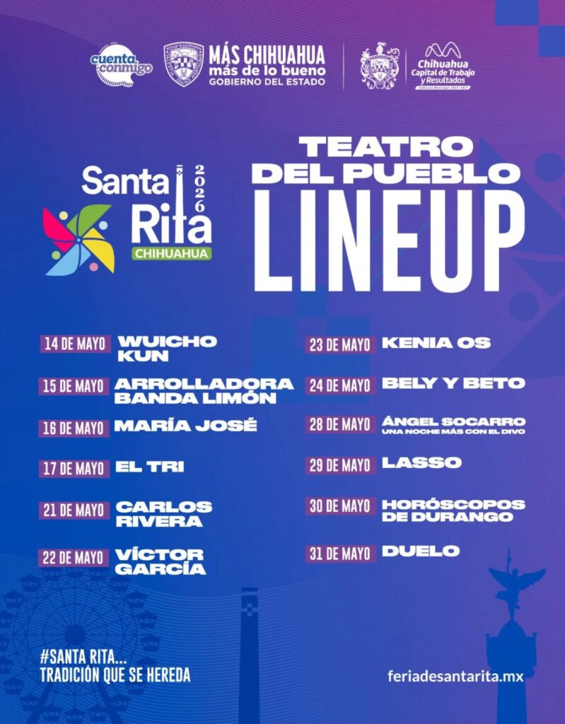 CARTELERA FERIA SANTA RITA 2026 CHIHUAHUA