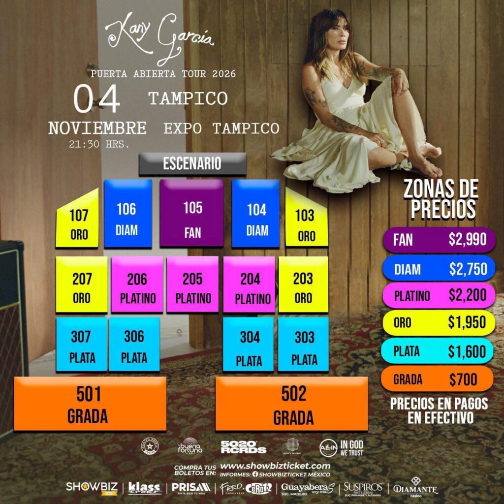 MAPA DE PRECIOS KANY GARCÍA TAMPICO 2026 EXPO TAMPICO