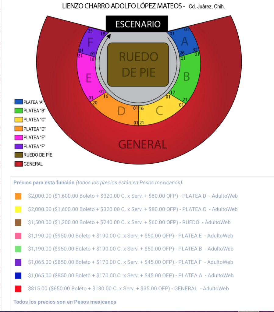 MAPA DE PRECIOS SIDDHARTHA CIUDAD JUÁREZ 2026 LIENZO CHARRO