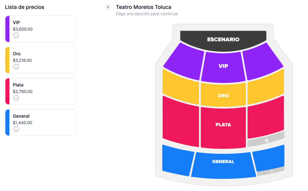 MAPA DE PRECIOS KANY GARCÍA TOLUCA 2026 TEATRO MORELOS