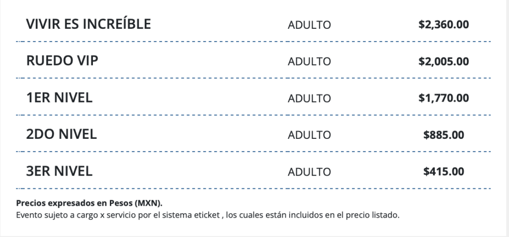 mapa de precios BRONCO PUEBLA 2026 AUDITORIO GNP SEGUROS