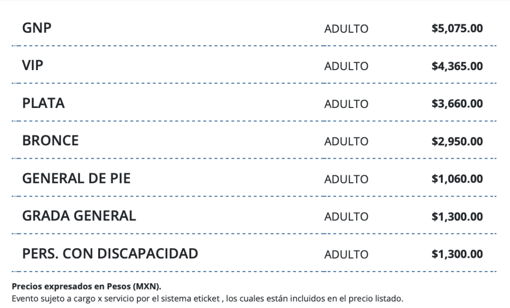 PRECIOS ALEJANDRO SANZ AGUASCALIENTES 2026 ESTADIO ALBERTO ROMO CHÁVEZ