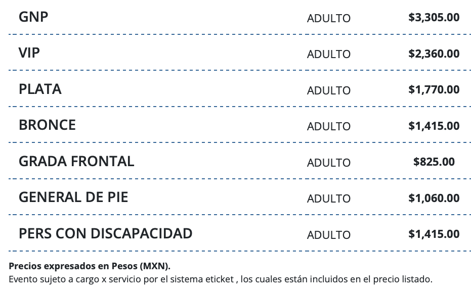 PRECIOS YURIDIA LEÓN 2026 VELARIA DE LA FERIA