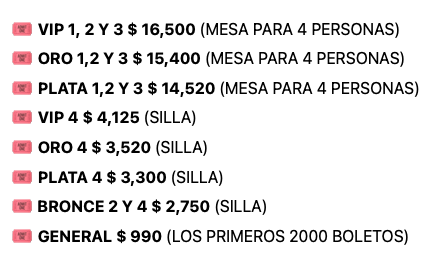 PRECIOS YURIDIA FERIA DE SAN BUENAVENTURA 2026 COAHUILA
