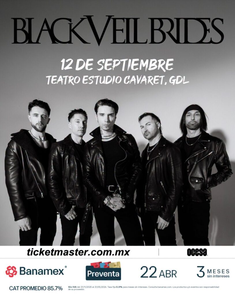 BLACK VEIL BRIDES GUADALAJARA 2026 TEATRO ESTUDIO CAVARET