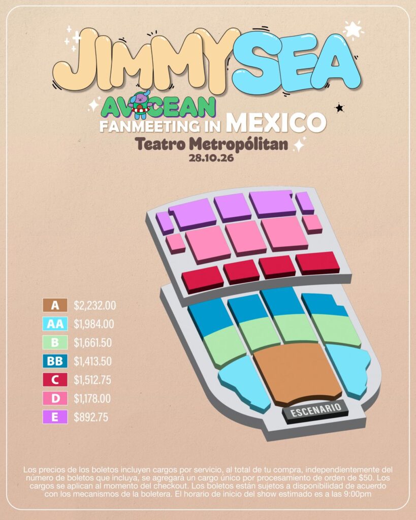 MAPA DE PRECIOS JIMMY SEA Y AVOCEAN CDMX 2026 TEATRO METROPÓLITAN