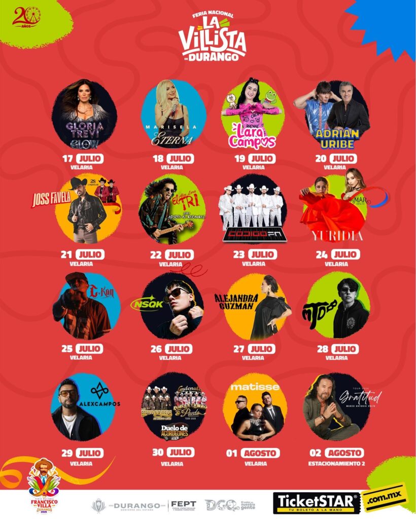 CARTELERA FERIA LA VILLISTA 2026 DURANGO