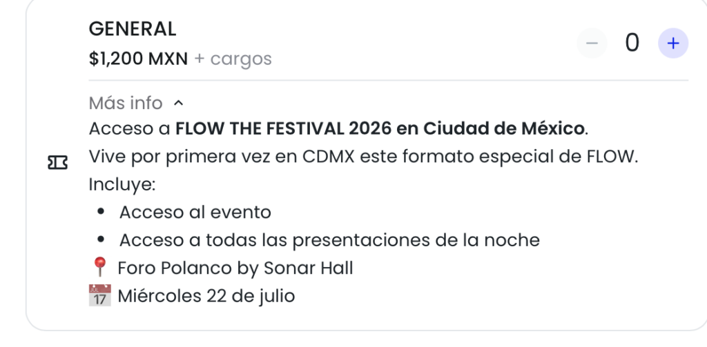 PRECIOS FLOW THE FESTIVAL CDMX 2026 FORO POLANCO