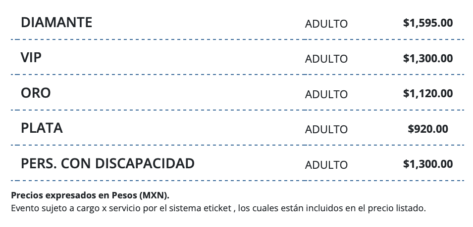 PRECIOS NACH QUERÉTARO 2026 TEATRO METROPOLITANO
