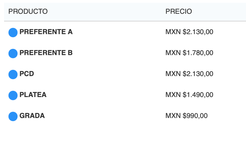 PRECIOS TARJA CDMX 2026 AUDITORIO BB
