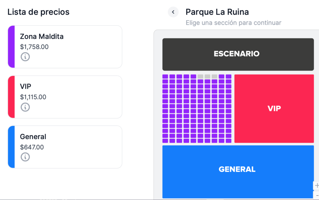 MAPA DE PRECIOS MALDITA VECINDAD HERMOSILLO 2026 PARQUE LA RUINA